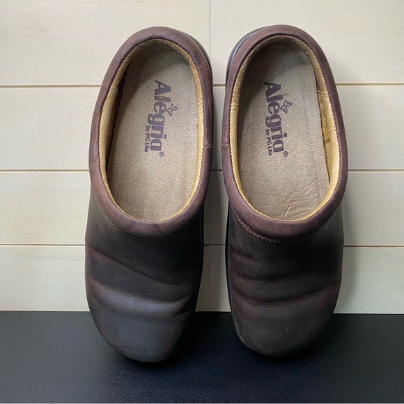 Alegria Kayla Clogs Brown Leather Women's Size 7.5 Shoes EU37 Slip-Ons Mules - Picture 8 of 11